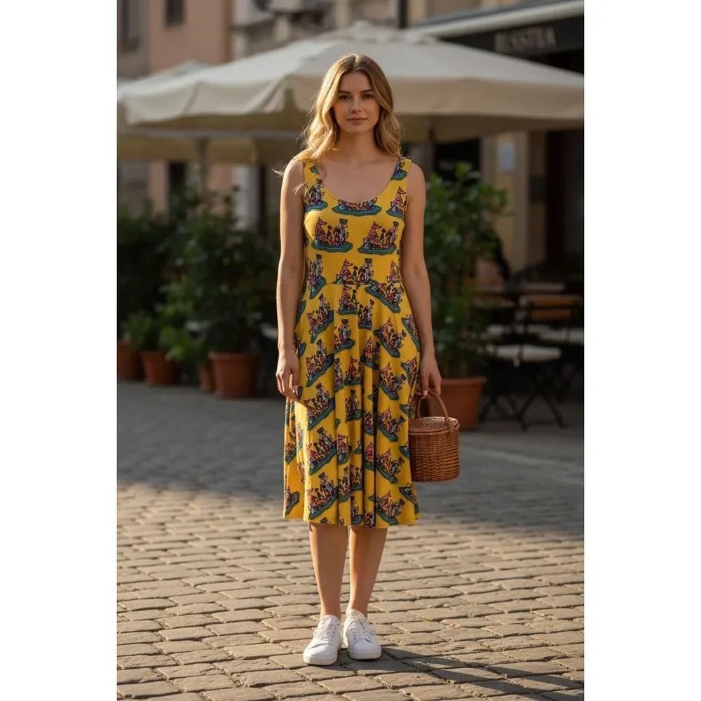 NWT NOOWORKS Dahlia fit-and-flare midi dress - “Dog Party”